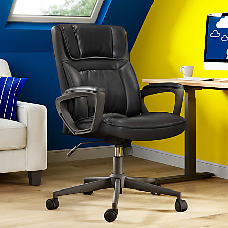 Serta Style Hannah I Bonded Leather High-Back Office Chair, Comfort Black