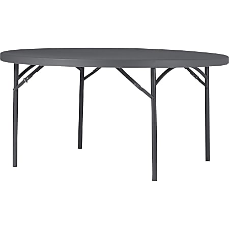Dorel Zown Commercial Round Blow Mold Fold Table - Round Top - 4 Legs - 750 lb Capacity x 60" Table Top Diameter - 29.20" Height - Gray - High-density Polyethylene (HDPE), Resin - 1 Each