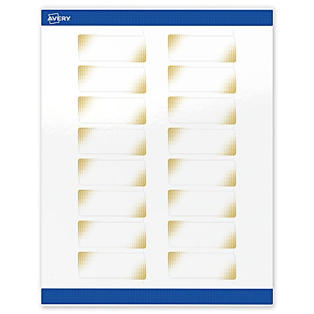 Avery® Printable Labels With Sure Feed® Technology, S00-EWB, Rectangle, 1" x 2-5/8", Glossy White With Preprinted Gold-Blush Pattern, Pack Of 160