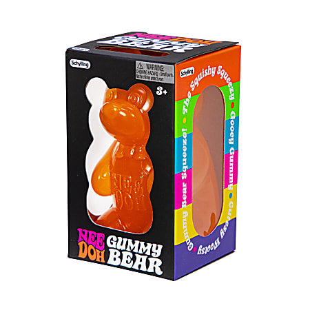 Schylling Inc. NeeDoh Gummy Bear, 3-1/2", Assorted Neon, Total Qty 1
