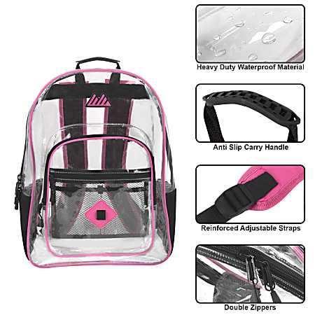 Trailmaker Clear Backpack Pink - Office Depot