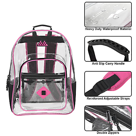 Clear bookbag pink sales