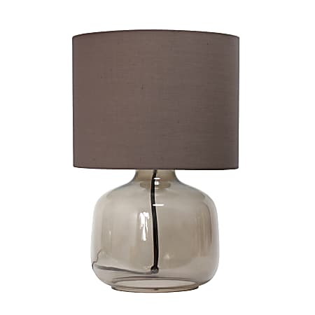 Simple Designs Glass Table Lamp, 13-3/4"H, Gray Shade/Smoke Gray Base