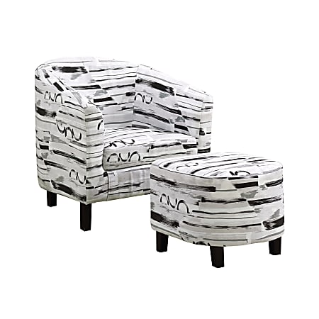 Monarch Specialties Accent Chair And Ottoman Set, Gray/Black Brush