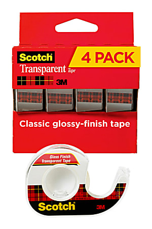 Scotch® Transparent Tape In Dispenser, 3/4" x 850", Clear, Pack of 4 rolls