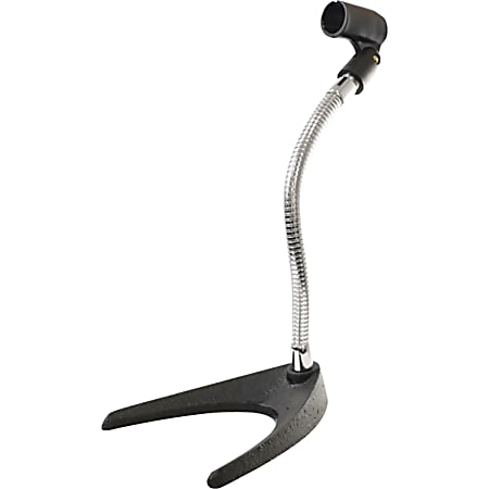 Pyle U-Base Die-Cast Iron Gooseneck Desktop Microphone Stand, 11.8"H x 7"W x 5.5"D, Black/Silver