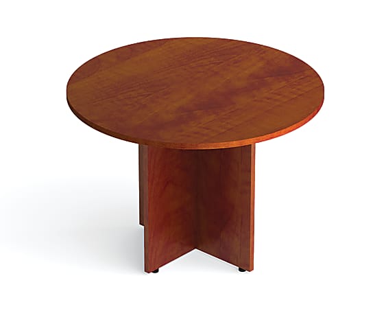 Offices To Go™ Superior Laminate Series Conference Table, Round Top, Cross Base, 42"W, American Dark Cherry
