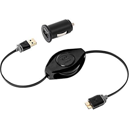 ReTrak 2.4 Amp Car Charger + Retractable Premier Galaxy Charge & Sync Cable