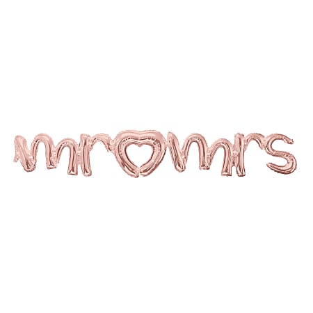 Amscan "Mr. & Mrs." Cursive Balloon Banner, 59" x 10", Rose Gold