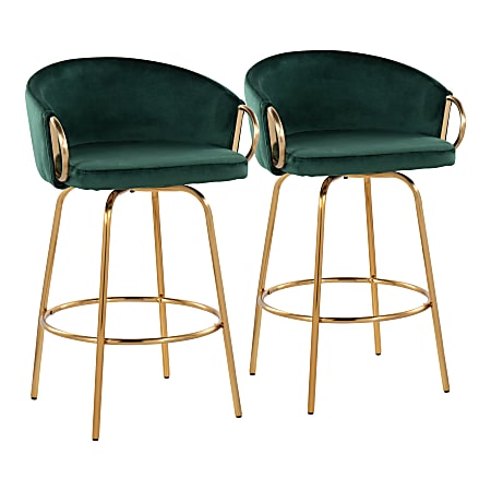 Lumisource Claire Counter Stools, Green/Gold, Pack Of 2