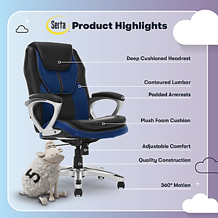 Serta Amplify Bonded LeatherMesh High Back Office Chair Streamline