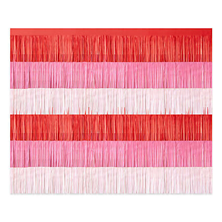 Office Depot® Brand Valentine's Day Paper Fringe Curtain Backdrop, 72"W x 12"H, Red/Pink