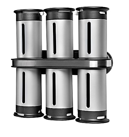 Honey-Can-Do Zero Gravity™ Wall-Mount Magnetic Spice Rack, 6 Canisters, 7 1/2"H x 7 1/4"W x 3"D, Metallic/Gray