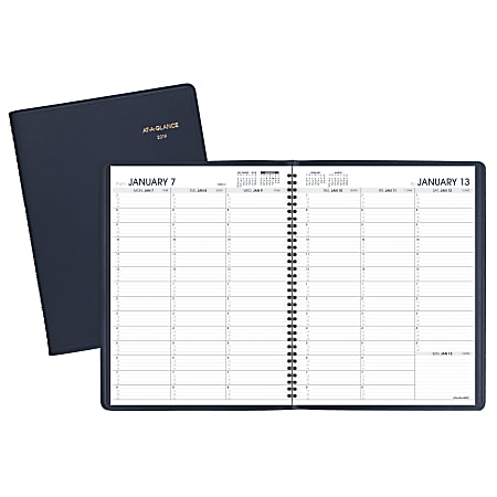 AT-A-GLANCE® 13-Month Weekly Appointment Book/Planner, 8 1/4" x 10 7/8", Navy, January to January 2019