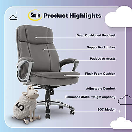 Serta Big And Tall Ergonomic Bonded Leather High Back Office Chair