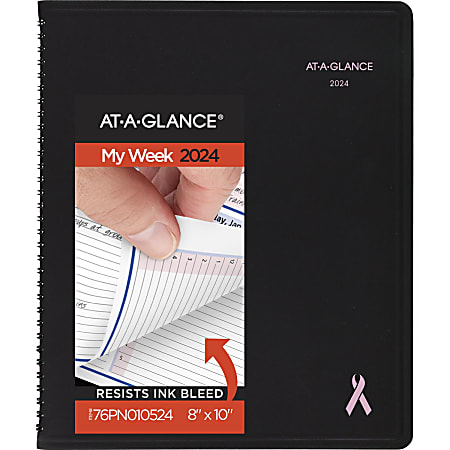 2024-2025 AT-A-GLANCE® 13-Month QuickNotes City of Hope Weekly/Monthly Appointment Book Planner, 8" x 10", Black, January 2024 To January 2025, 76PN0105