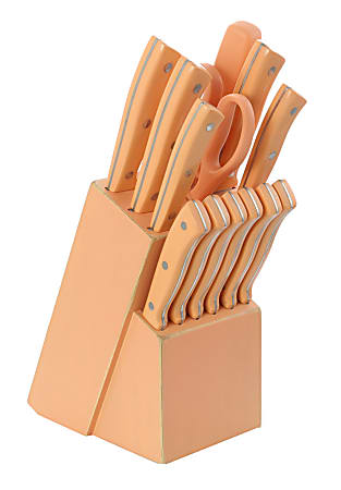 Gibson Home Plaza Cafe 14-Piece Stainless-Steel Cutlery Set, Coral