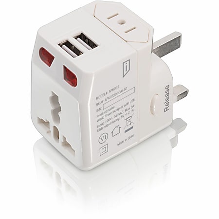 Targus® iStore World Travel Adapter With Dual USB Charging Ports, White