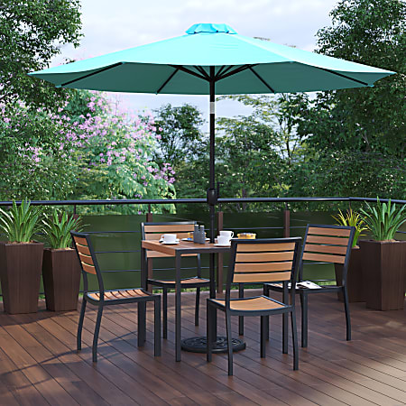 Flash Furniture Lark 7-Piece All-Weather Patio Set, 29-1/2&rdquo;H x 35-1/4&rdquo;W x 35-1/4&rdquo;D, Teal