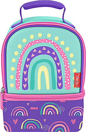 Thermos&reg; Dual-Compartment Lunch Kit, 9"H x 6-3/4"W x 6-1/4"D, Mint/Rainbow