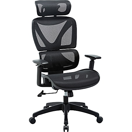 Lorell Mesh High-Back Task Chair With Headrest - Black - Armrest - 1 Each