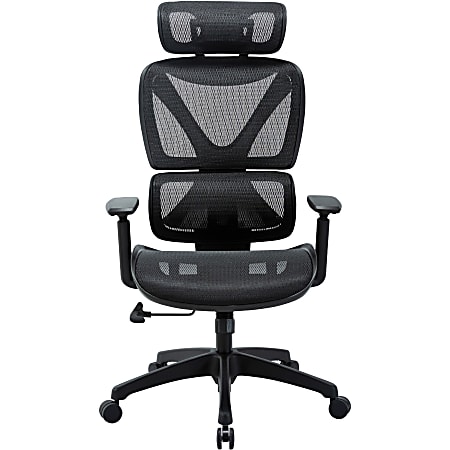 Lorell High-back Mesh Chair - Black Mesh Seat - Black Mesh Back - Plastic Frame - High Back - 5-star Base - Armrest - 1 Each