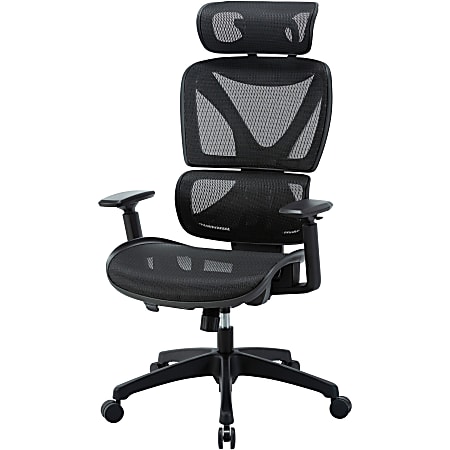 Lorell High-back Mesh Chair - Black Mesh Seat - Black Mesh Back - Plastic Frame - High Back - 5-star Base - Armrest - 1 Each