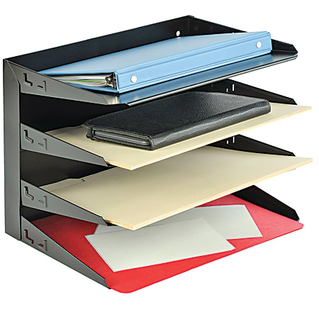 STEELMASTER® Steel Multi-Tier Letter Size Organizers, Black, 4 Trays