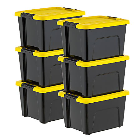 IRIS Plastic Storage Bins with Lids, 20-Quart, Black, Total Qty 6