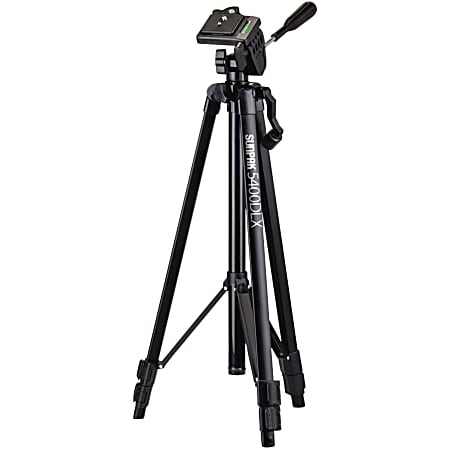 Sunpak 5400DLX Tripod with 3-Way Pan Head for Digital Cameras, 54"H x 4-7/16”W x 3-15/16”D, Matte Black