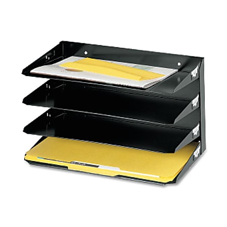 STEELMASTER® Steel Multi-Tier Legal Size Organizer, 4 Trays, Black