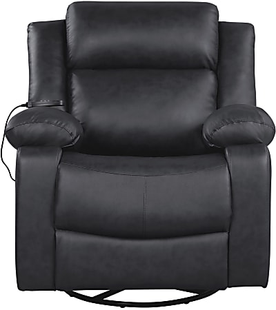 Lifestyle Solutions Relax A Lounger Indya Faux Leather Manual Swivel Recliner, Black