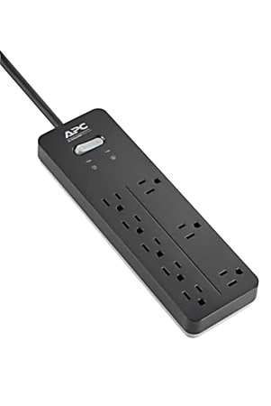 APC® Home Office SurgeArrest 8-Outlet Surge Protector, 6' Cord, Black, PH8