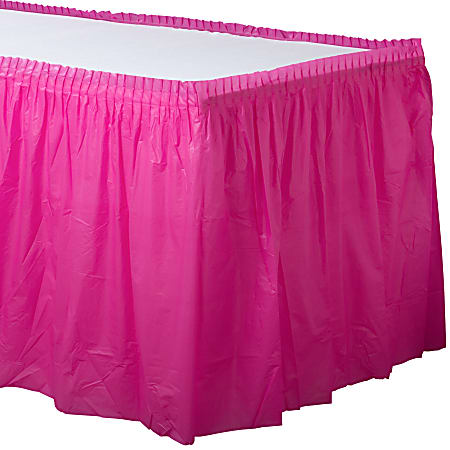 Amscan Plastic Table Skirts, Bright Pink, 21’ x 29”, Pack Of 2 Skirts