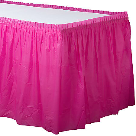 Amscan Plastic Table Skirts, Bright Pink, 21&rsquo; x 29&rdquo;, Pack Of 2 Skirts