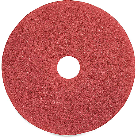 Genuine Joe Red Buffing Floor Pad - 15" Diameter - 5/Carton x 15" Diameter x 1" Thickness - Fiber - Red