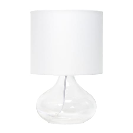 Simple Designs Glass Raindrop Table Lamp, 13-3/4"H, White Shade/Clear Base