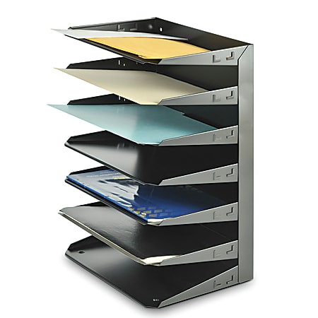 STEELMASTER® Steel Multi-Tier Letter Size Organizers, Black, 7 Trays