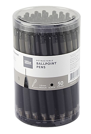 50 Pieces Black Pens 1.0 Mm Ballpoint Pen Medium Point