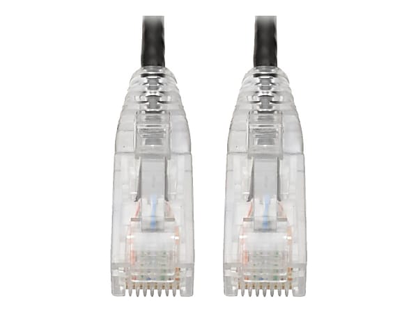 Tripp Lite Cat6 UTP Patch Cable (RJ45) - M/M, Gigabit, Snagless, Molded, Slim, Black, 7 ft. - 7 ft Category 6 Network Cable for Network Device, Printer, Photocopier, Router, Server, Computer, Modem, Switch - 28 AWG - Black