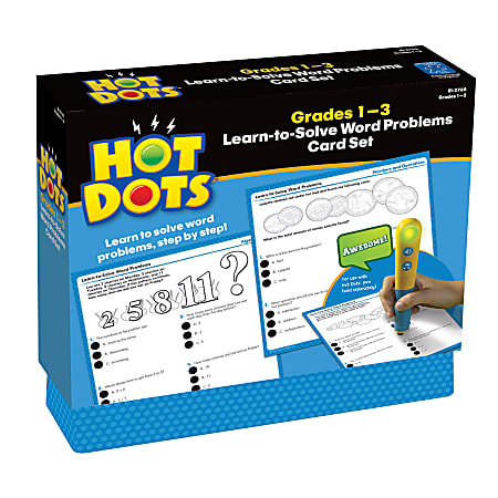 Educational Insights Hot Dots&reg; Learn-To-Solve Word Problems Card Set, Grades 1 - 3