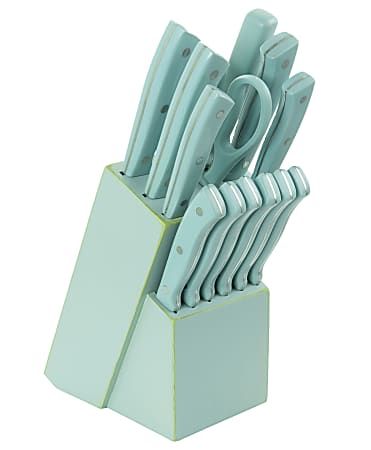 Gibson Home Plaza Cafe 14-Piece Stainless-Steel Cutlery Set, Light Blue