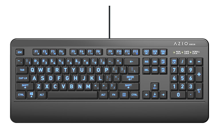 Azio KB530 USB Backlit Keyboard With Antimicrobial Protection, AZI917800F045
