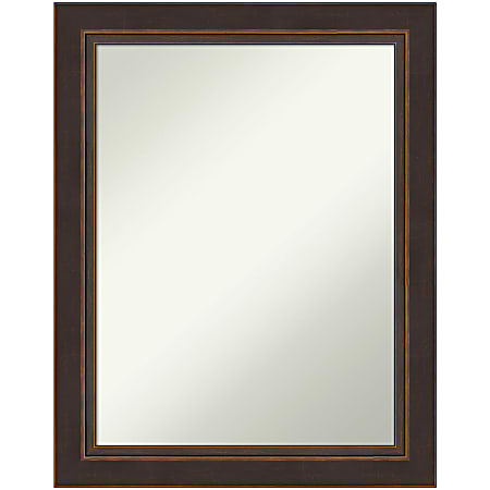 Amanti Art Non-Beveled Rectangle Framed Bathroom Wall Mirror, 28-1/2” x 22-1/2”, Lara Bronze