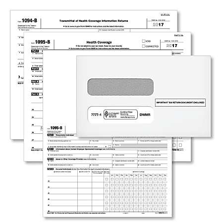 ComplyRight 1095-B Health Coverage Inkjet Forms And Envelopes, 8 1/2