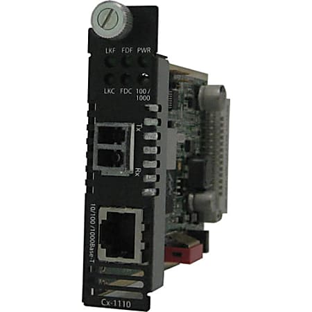 Perle C-1110-M2LC2 - Fiber media converter - GigE - 10Base-T, 1000Base-LX, 100Base-TX, 1000Base-T - RJ-45 / LC multi-mode - up to 1.2 miles - 1310 nm - for Perle MCR1900-AC, MCR1900-DAC, MCR1900-DC, MCR1900-DDC