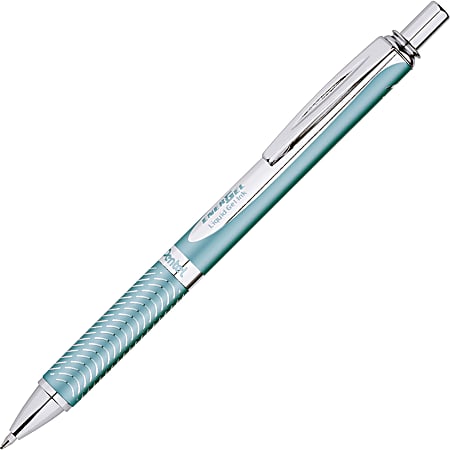 Pentel® EnerGel® Alloy Retractable Gel Pen, Medium Point, 0.7 mm, Aquamarine Aluminum Barrel, Black Ink