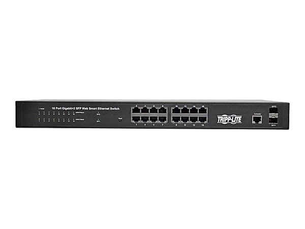 Tripp Lite 16-Port Gigabit Ethernet Switch L2 Managed SFP 10/100/1000Mbps - 16 x Gigabit Ethernet Network, 2 x Gigabit Ethernet Expansion Slot - Manageable - Twisted Pair, Optical Fiber - Modular