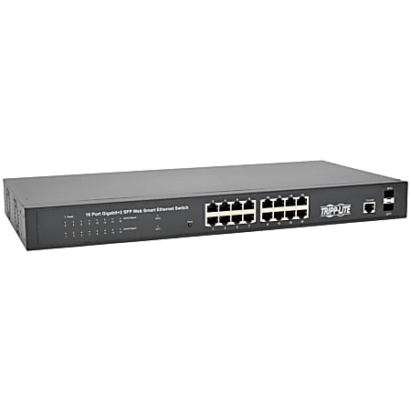 Tripp Lite 16-Port Gigabit Ethernet Switch L2 Managed SFP 10/100/1000Mbps - 16x Gigabit Ethernet Network, 2x Gigabit Ethernet Expansion Slot