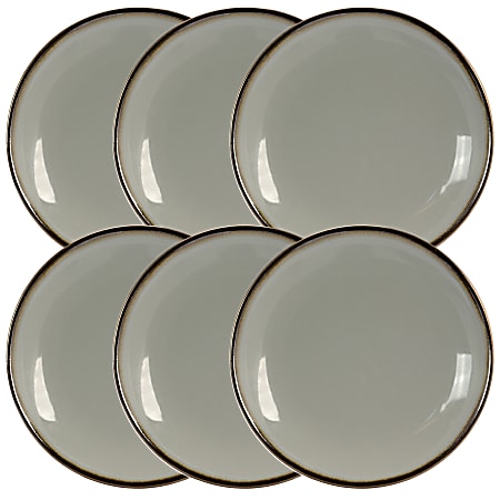 Elama 6-Piece Stoneware Salad Plate Set, Tahitian Sand